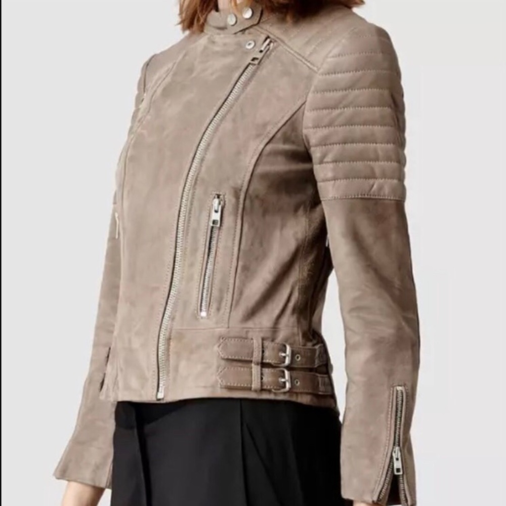 All Saints Tan color Suede leather Jacket